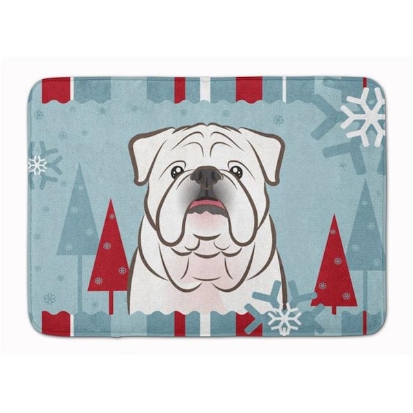 Carolines Treasures Carolines Treasures BB1716RUG Winter Holiday White English Bulldog Machine Washable Memory Foam Mat BB1716RUG - main